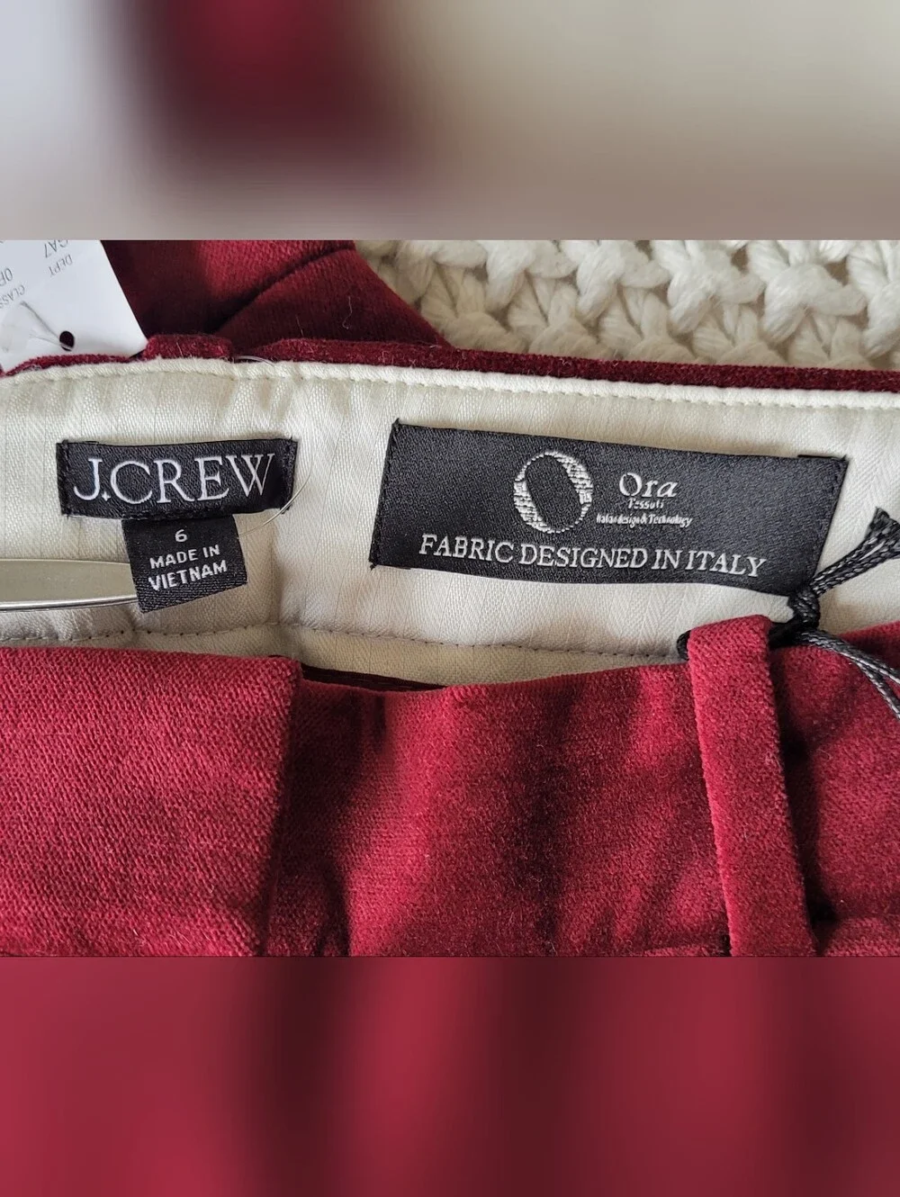 NWT J. Crew Stella Pant In Velvet, Inky Burgundy